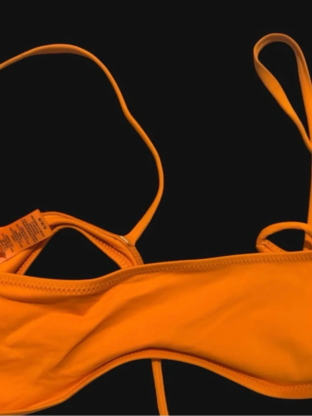 Skims bright orange micro scoop bikini top sz Med